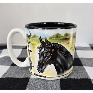 Flowers Inc. Ceramic Horse Lovers Equestrian Derby Drinking  Mug Microwave Safe